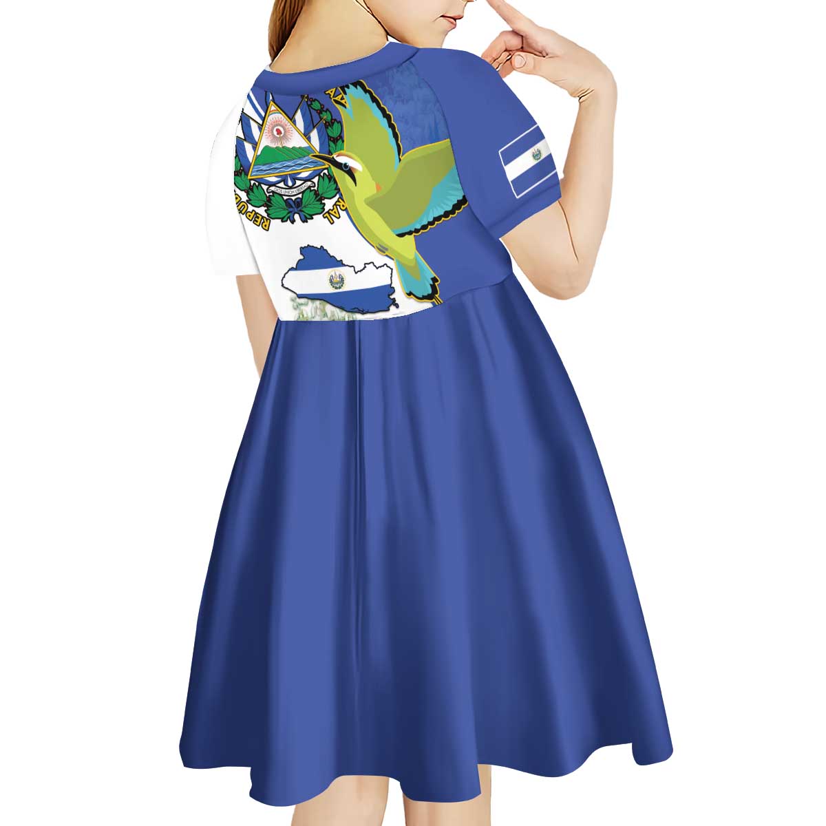 El Salvador Independence Day Kid Short Sleeve Dress Dios Union Libertad - Wonder Print Shop
