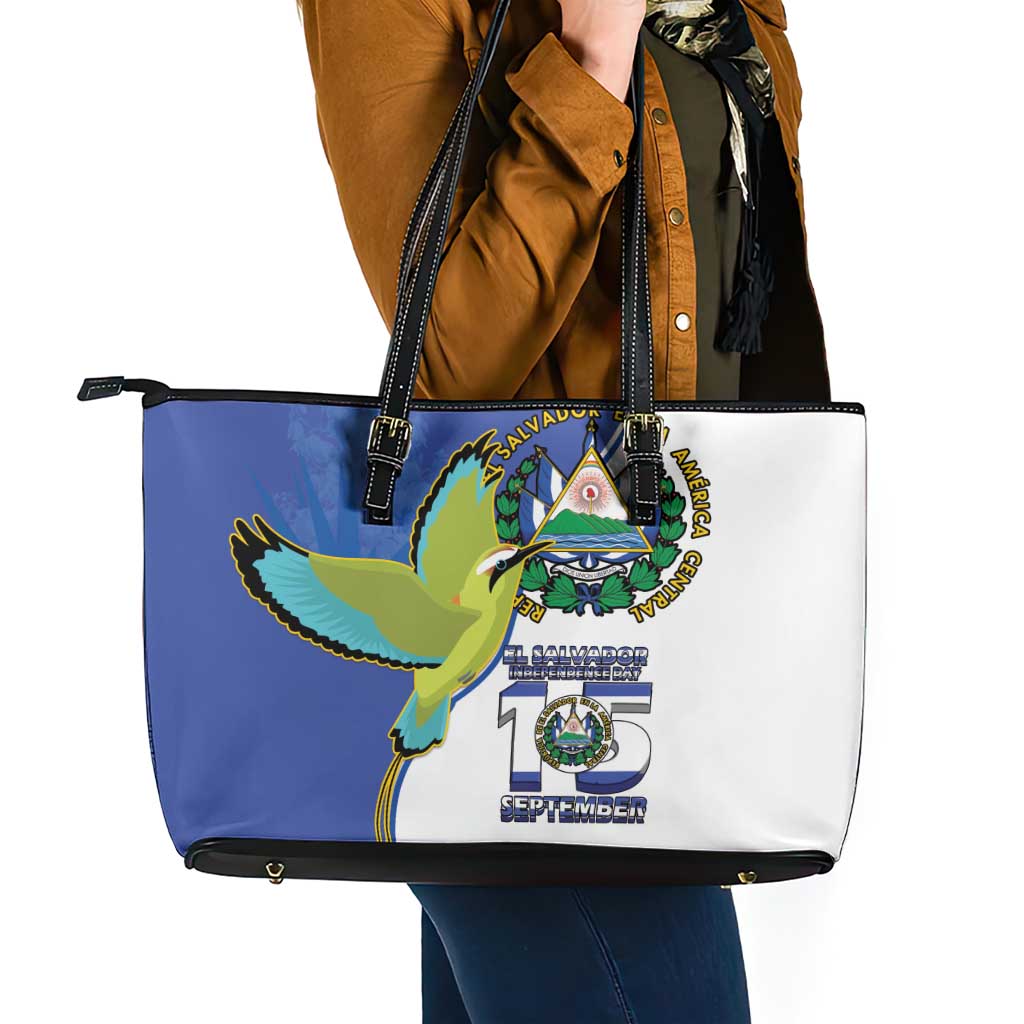 El Salvador Independence Day Leather Tote Bag Dios Union Libertad - Wonder Print Shop