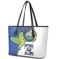El Salvador Independence Day Leather Tote Bag Dios Union Libertad - Wonder Print Shop