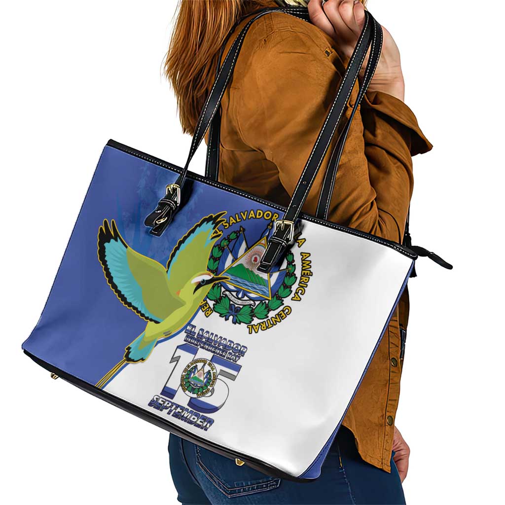 El Salvador Independence Day Leather Tote Bag Dios Union Libertad - Wonder Print Shop