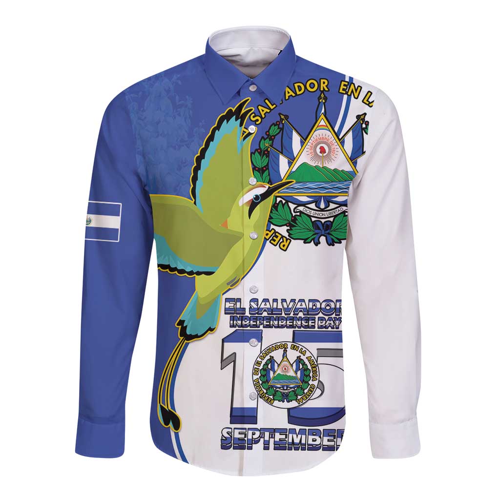 El Salvador Independence Day Long Sleeve Button Shirt Dios Union Libertad - Wonder Print Shop
