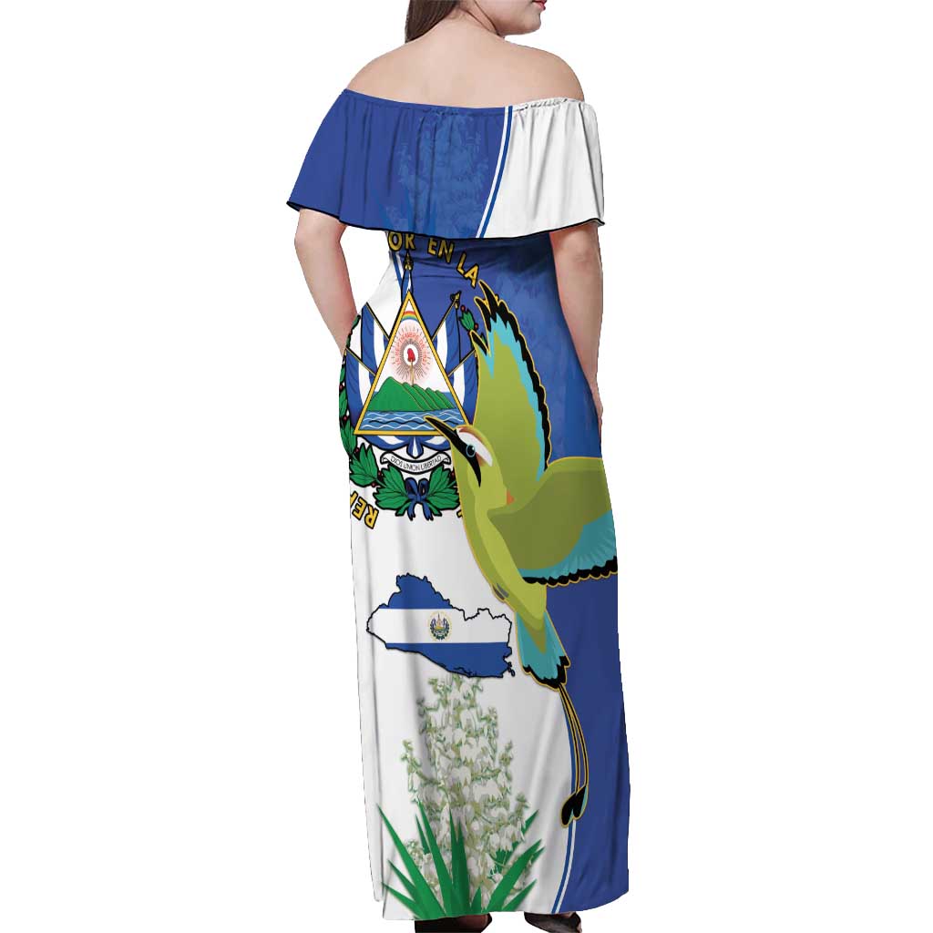 El Salvador Independence Day Off Shoulder Maxi Dress Dios Union Libertad - Wonder Print Shop