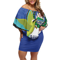 El Salvador Independence Day Off Shoulder Short Dress Dios Union Libertad - Wonder Print Shop