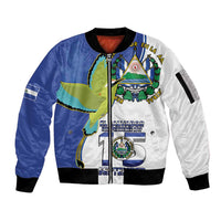 El Salvador Independence Day Sleeve Zip Bomber Jacket Dios Union Libertad - Wonder Print Shop