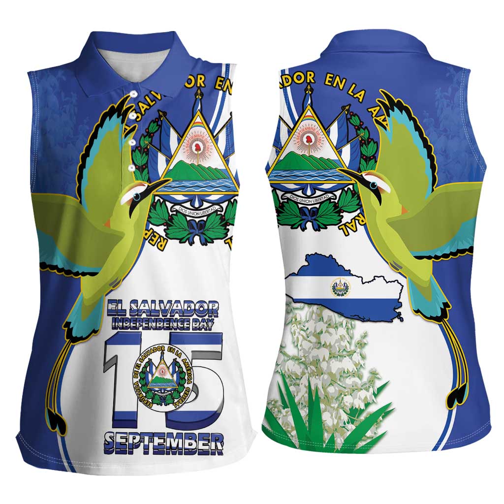 El Salvador Independence Day Women Sleeveless Polo Shirt Dios Union Libertad - Wonder Print Shop