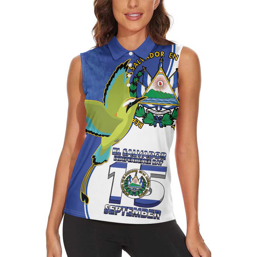 El Salvador Independence Day Women Sleeveless Polo Shirt Dios Union Libertad - Wonder Print Shop