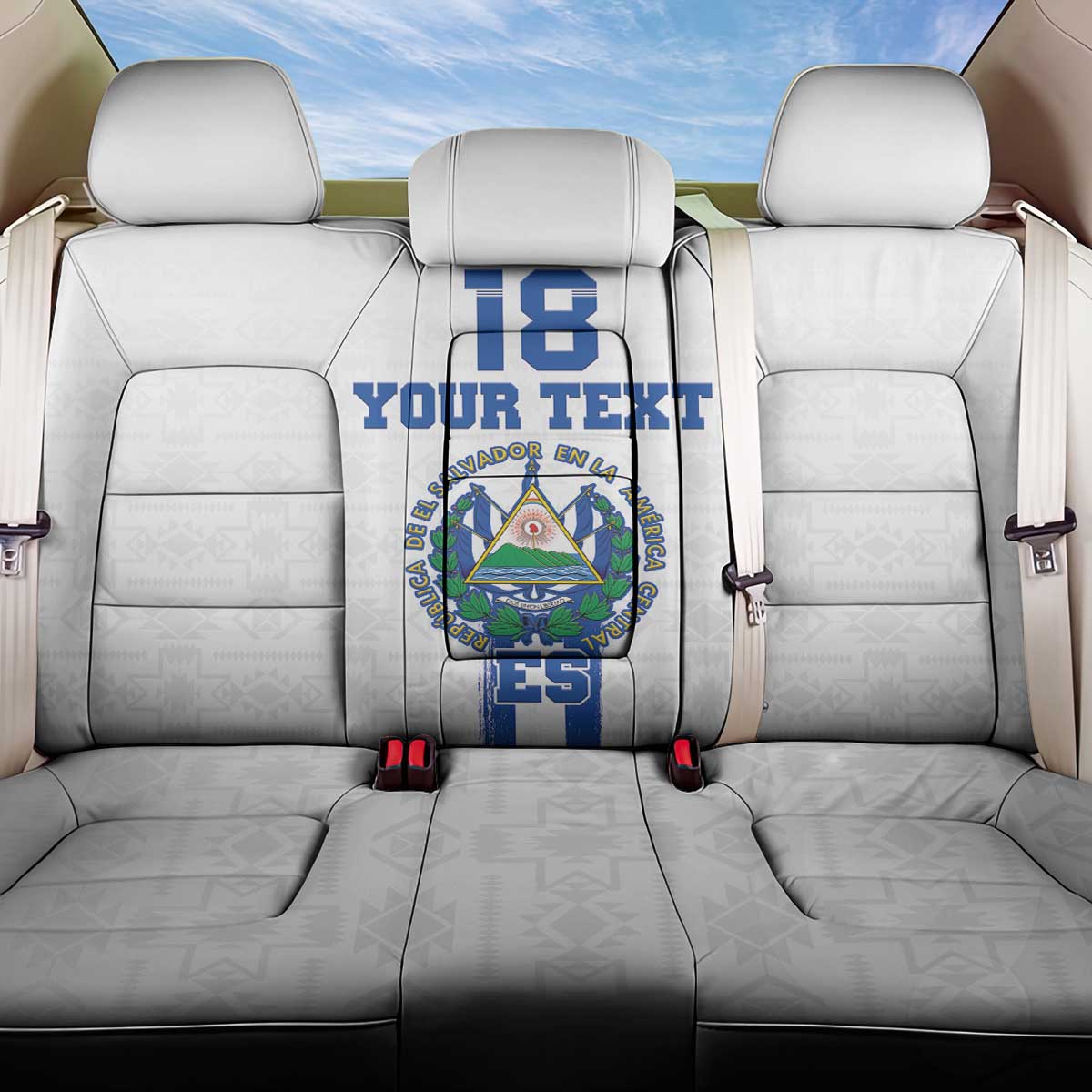 Custom El Salvador Football Back Car Seat Cover La Selecta Sporty Style - Wonder Print Shop