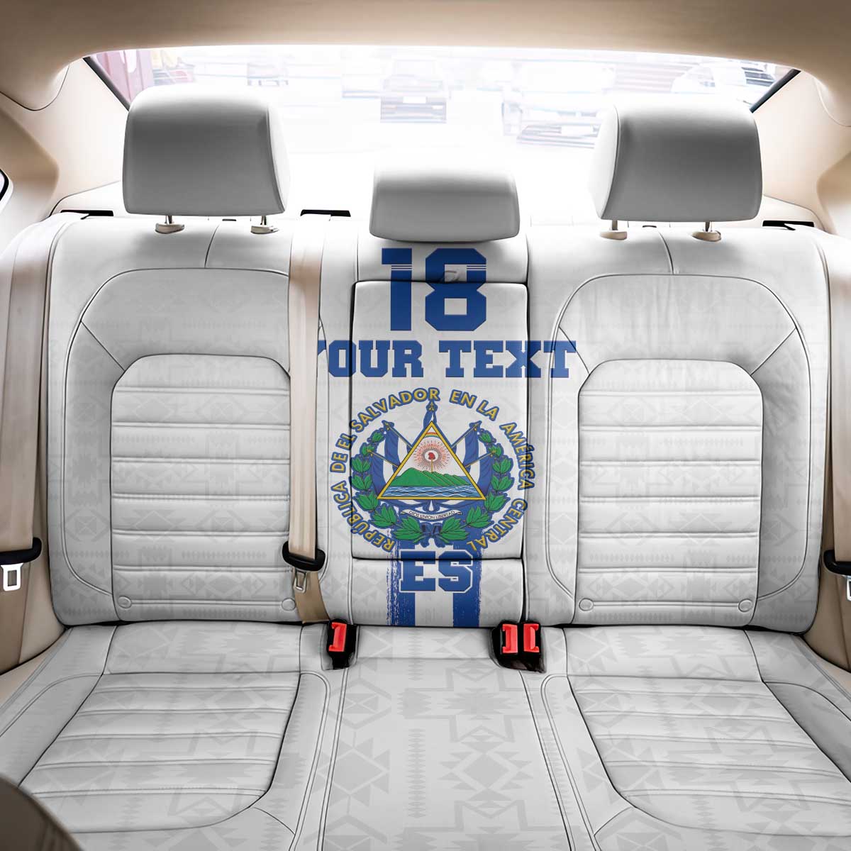 Custom El Salvador Football Back Car Seat Cover La Selecta Sporty Style - Wonder Print Shop
