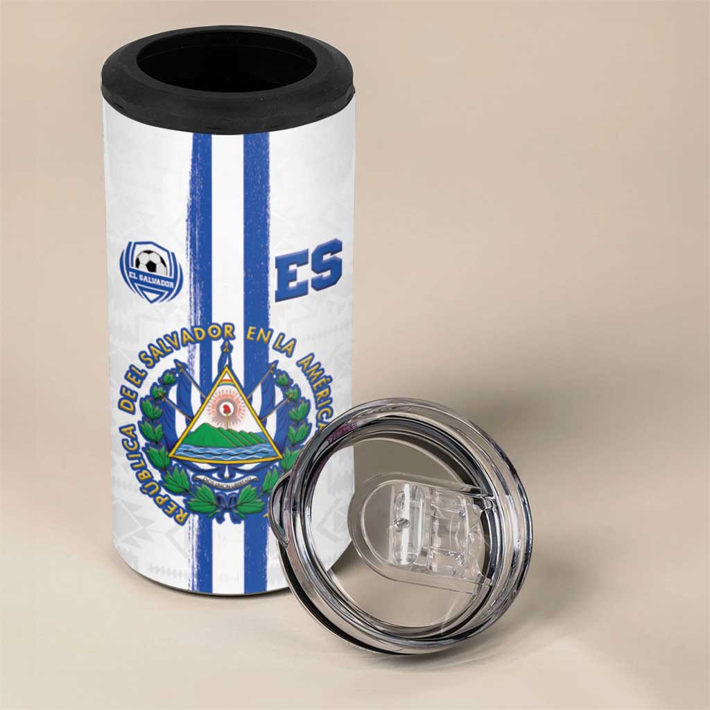 Custom El Salvador Football 4 in 1 Can Cooler Tumbler La Selecta Sporty Style - Wonder Print Shop