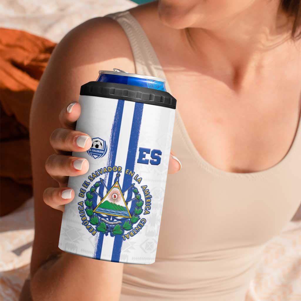 Custom El Salvador Football 4 in 1 Can Cooler Tumbler La Selecta Sporty Style - Wonder Print Shop