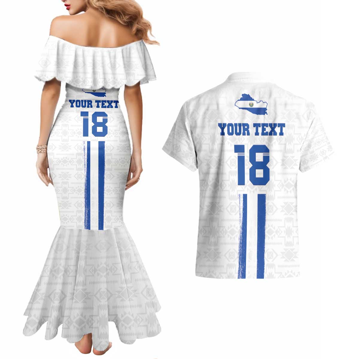 Custom El Salvador Football Couples Matching Mermaid Dress and Hawaiian Shirt La Selecta Sporty Style - Wonder Print Shop