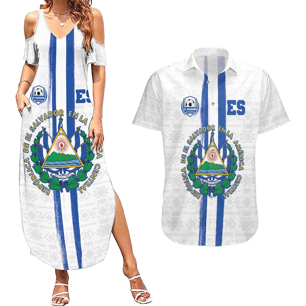 Custom El Salvador Football Couples Matching Summer Maxi Dress and Hawaiian Shirt La Selecta Sporty Style - Wonder Print Shop