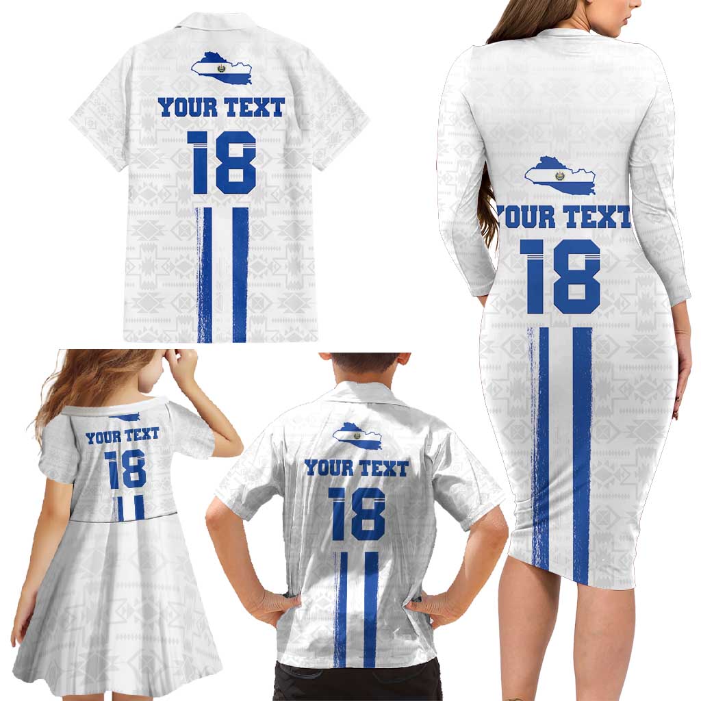 Custom El Salvador Football Family Matching Long Sleeve Bodycon Dress and Hawaiian Shirt La Selecta Sporty Style - Wonder Print Shop