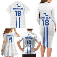 Custom El Salvador Football Family Matching Long Sleeve Bodycon Dress and Hawaiian Shirt La Selecta Sporty Style - Wonder Print Shop