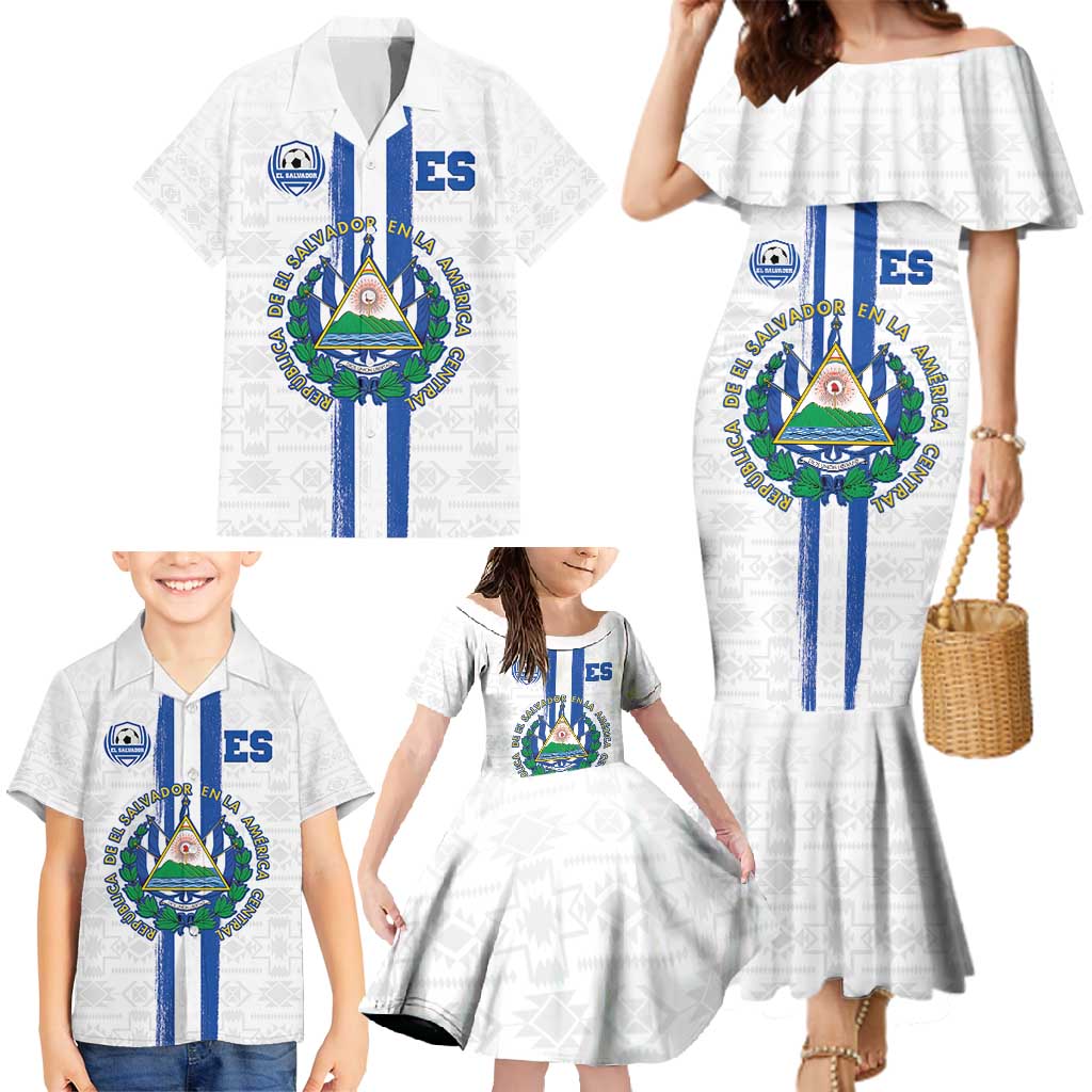 Custom El Salvador Football Family Matching Mermaid Dress and Hawaiian Shirt La Selecta Sporty Style - Wonder Print Shop