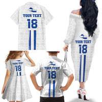 Custom El Salvador Football Family Matching Off The Shoulder Long Sleeve Dress and Hawaiian Shirt La Selecta Sporty Style - Wonder Print Shop