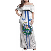 Custom El Salvador Football Family Matching Off Shoulder Maxi Dress and Hawaiian Shirt La Selecta Sporty Style - Wonder Print Shop