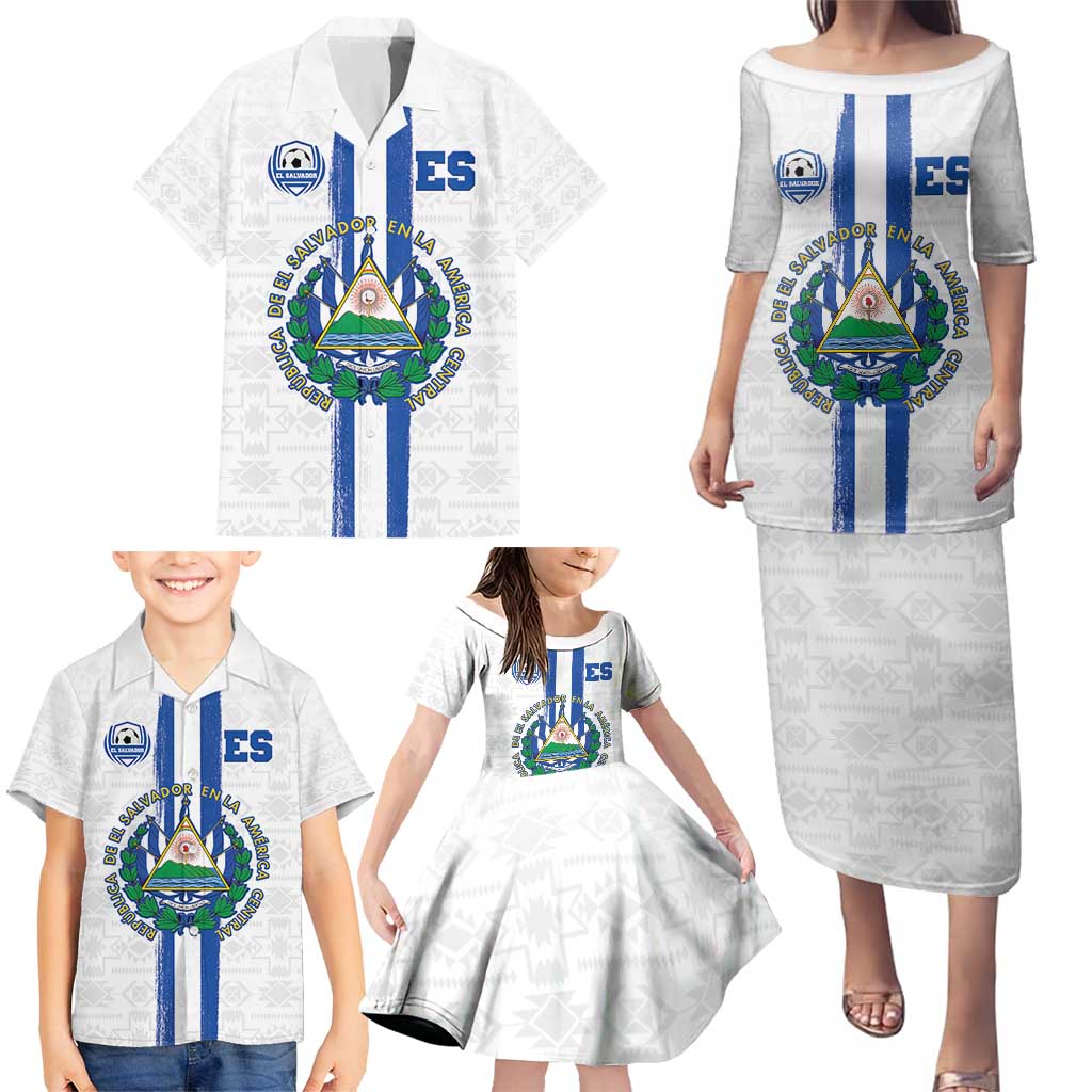 Custom El Salvador Football Family Matching Puletasi and Hawaiian Shirt La Selecta Sporty Style - Wonder Print Shop
