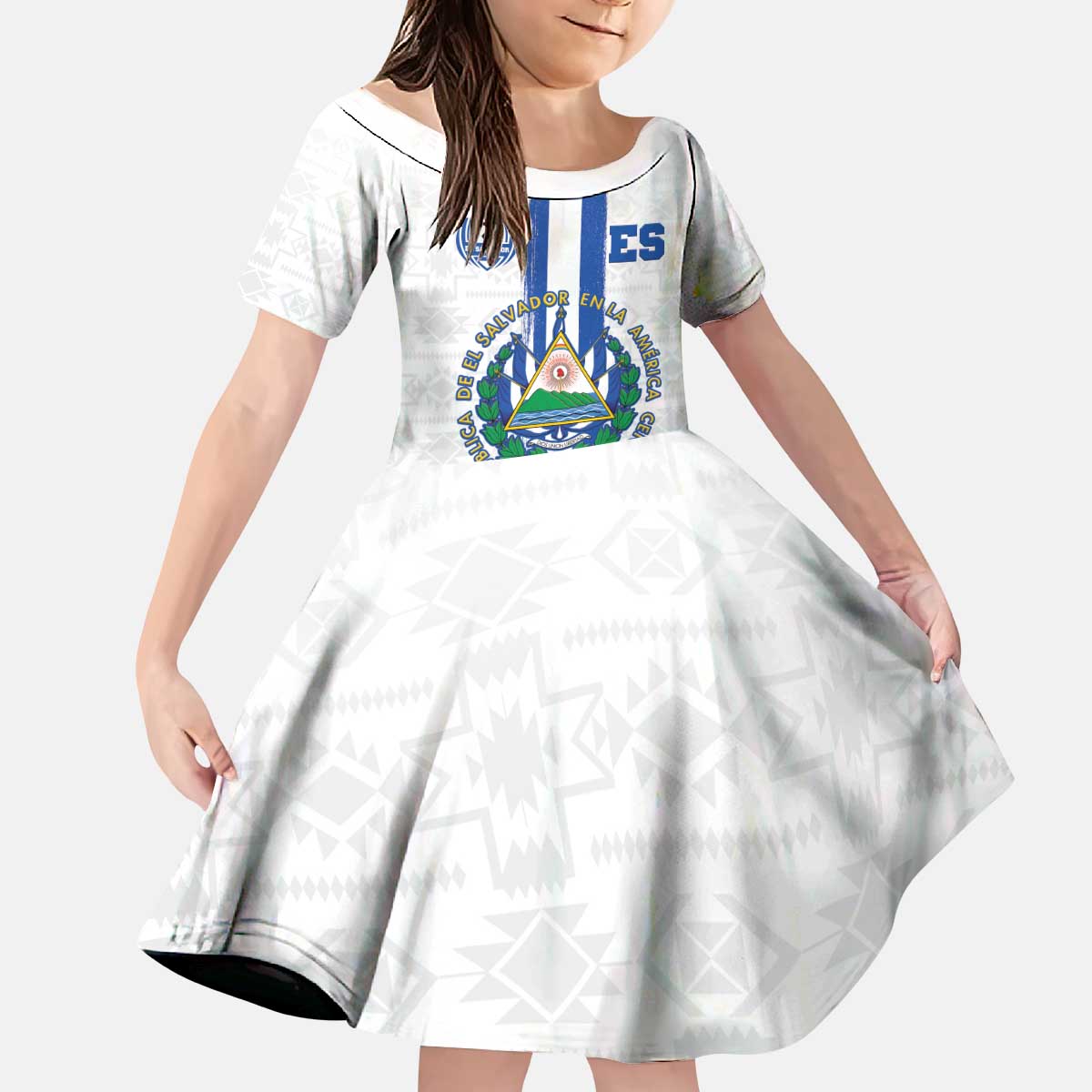 Custom El Salvador Football Kid Short Sleeve Dress La Selecta Sporty Style - Wonder Print Shop