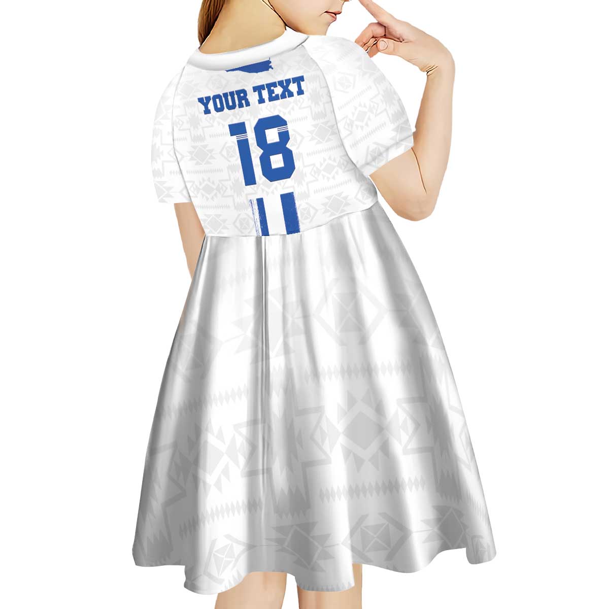 Custom El Salvador Football Kid Short Sleeve Dress La Selecta Sporty Style - Wonder Print Shop