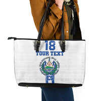 Custom El Salvador Football Leather Tote Bag La Selecta Sporty Style - Wonder Print Shop