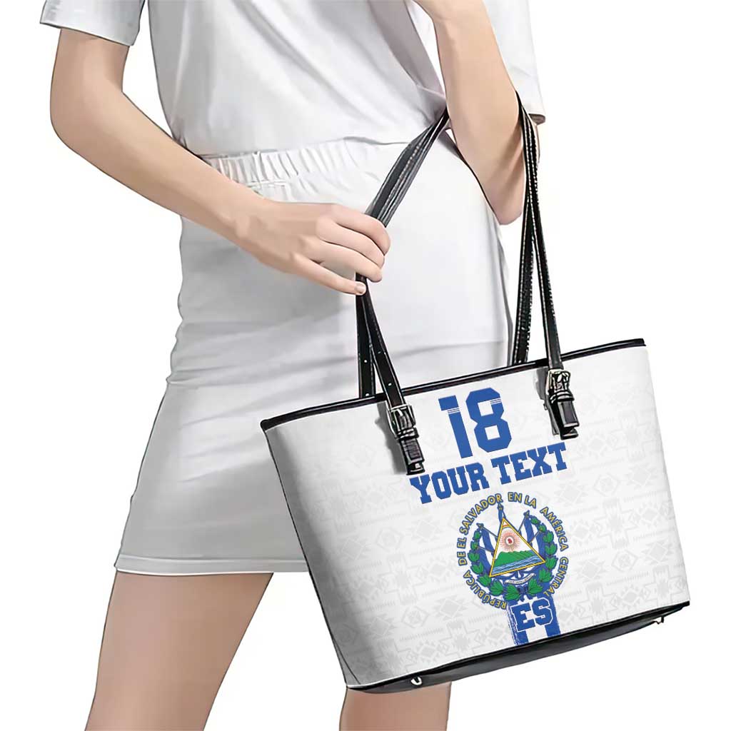 Custom El Salvador Football Leather Tote Bag La Selecta Sporty Style - Wonder Print Shop