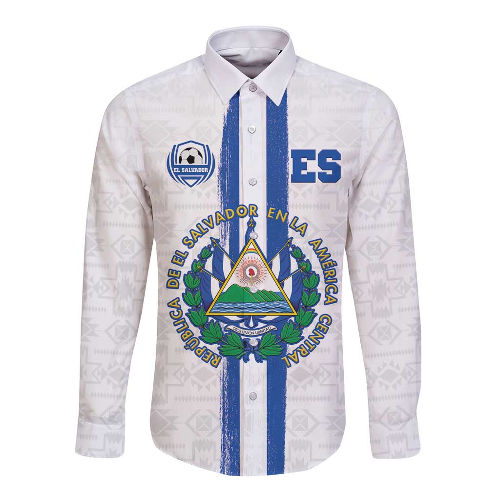 Custom El Salvador Football Long Sleeve Button Shirt La Selecta Sporty Style - Wonder Print Shop