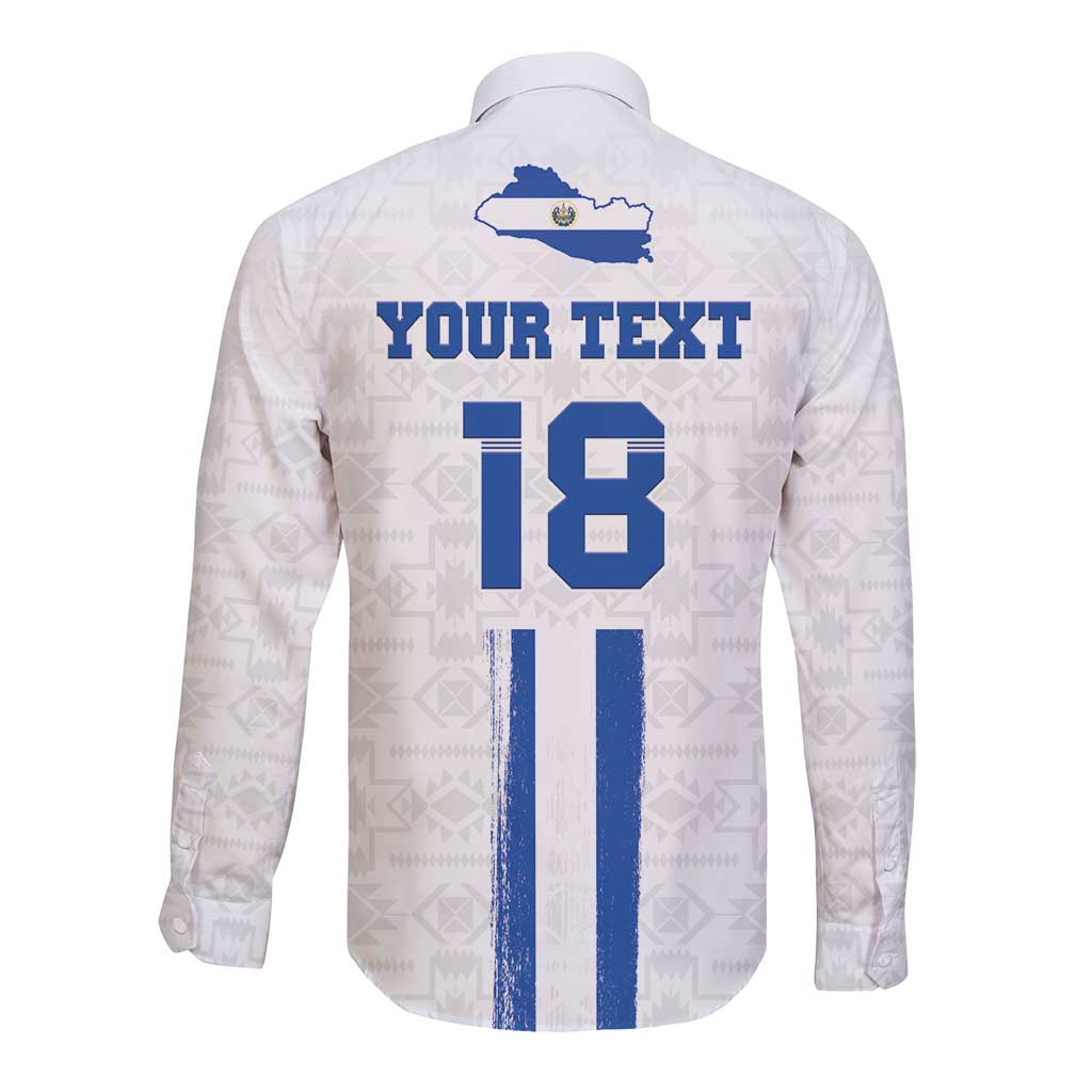Custom El Salvador Football Long Sleeve Button Shirt La Selecta Sporty Style - Wonder Print Shop
