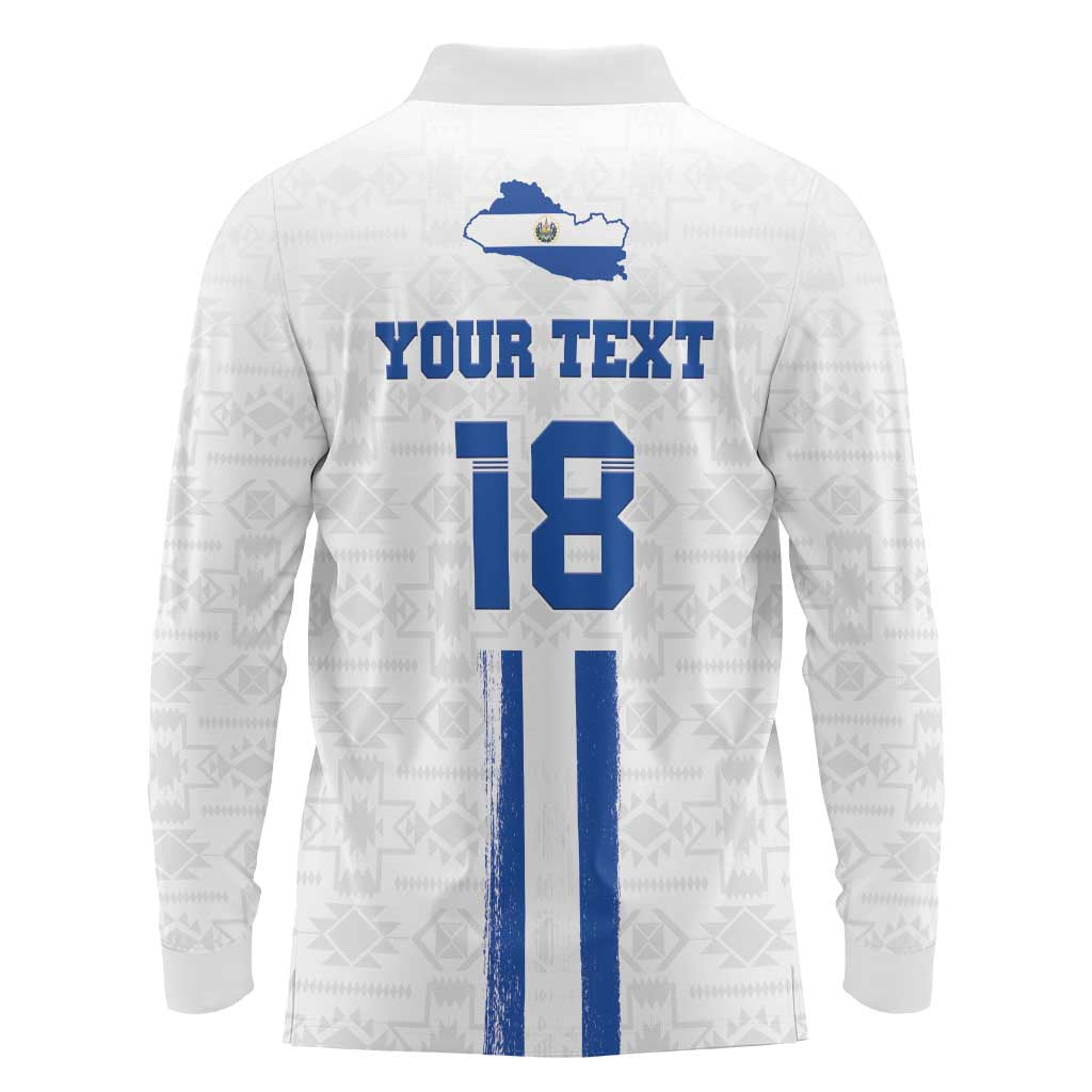 Custom El Salvador Football Long Sleeve Polo Shirt La Selecta Sporty Style - Wonder Print Shop