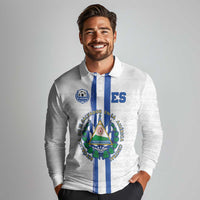 Custom El Salvador Football Long Sleeve Polo Shirt La Selecta Sporty Style - Wonder Print Shop