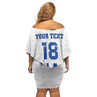 Custom El Salvador Football Off Shoulder Short Dress La Selecta Sporty Style - Wonder Print Shop