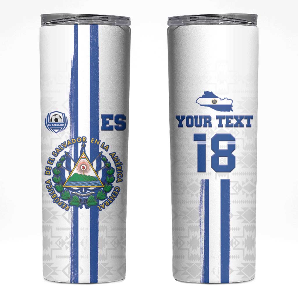 Custom El Salvador Football Skinny Tumbler La Selecta Sporty Style - Wonder Print Shop