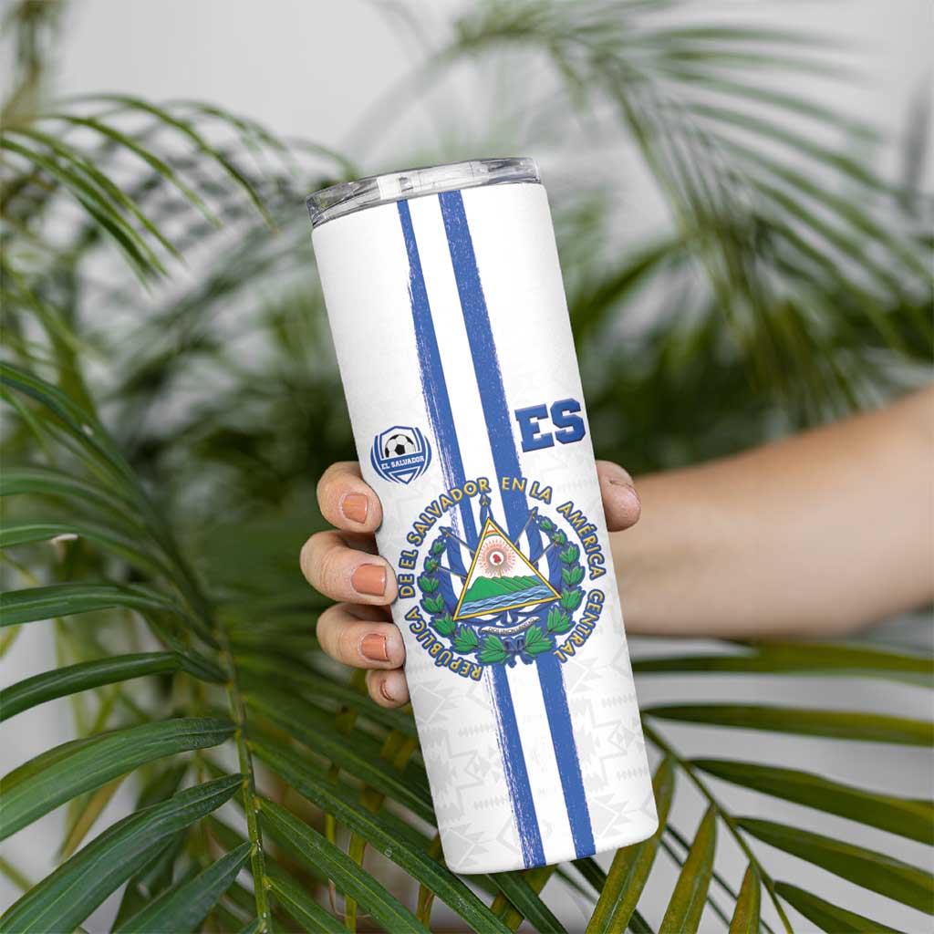 Custom El Salvador Football Skinny Tumbler La Selecta Sporty Style - Wonder Print Shop