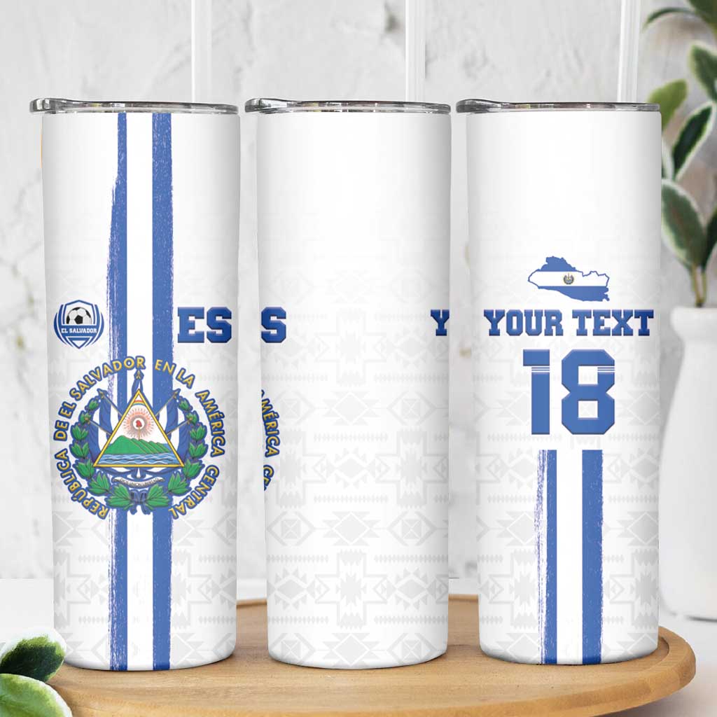 Custom El Salvador Football Skinny Tumbler La Selecta Sporty Style - Wonder Print Shop