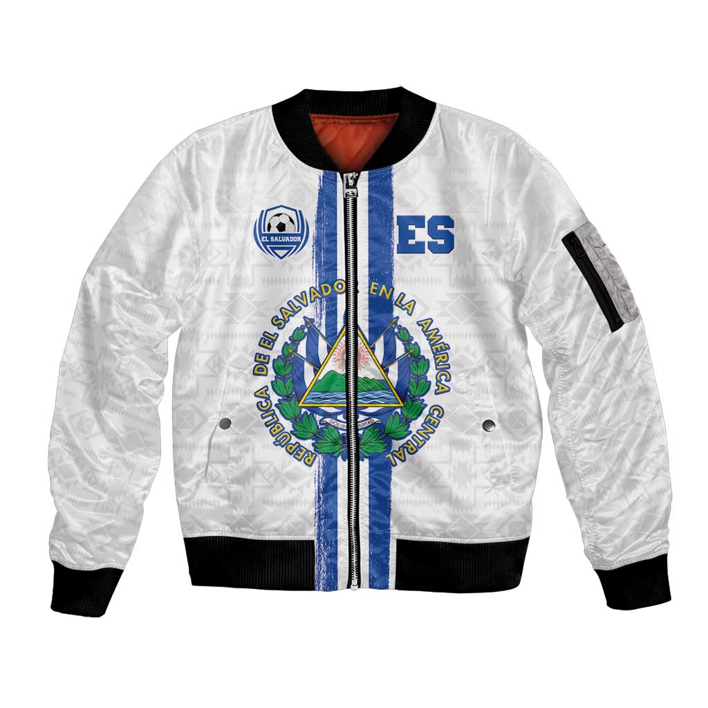 Custom El Salvador Football Sleeve Zip Bomber Jacket La Selecta Sporty Style - Wonder Print Shop