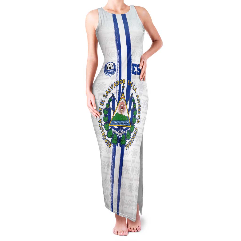 Custom El Salvador Football Tank Maxi Dress La Selecta Sporty Style - Wonder Print Shop