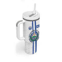 Custom El Salvador Football Tumbler With Handle La Selecta Sporty Style - Wonder Print Shop