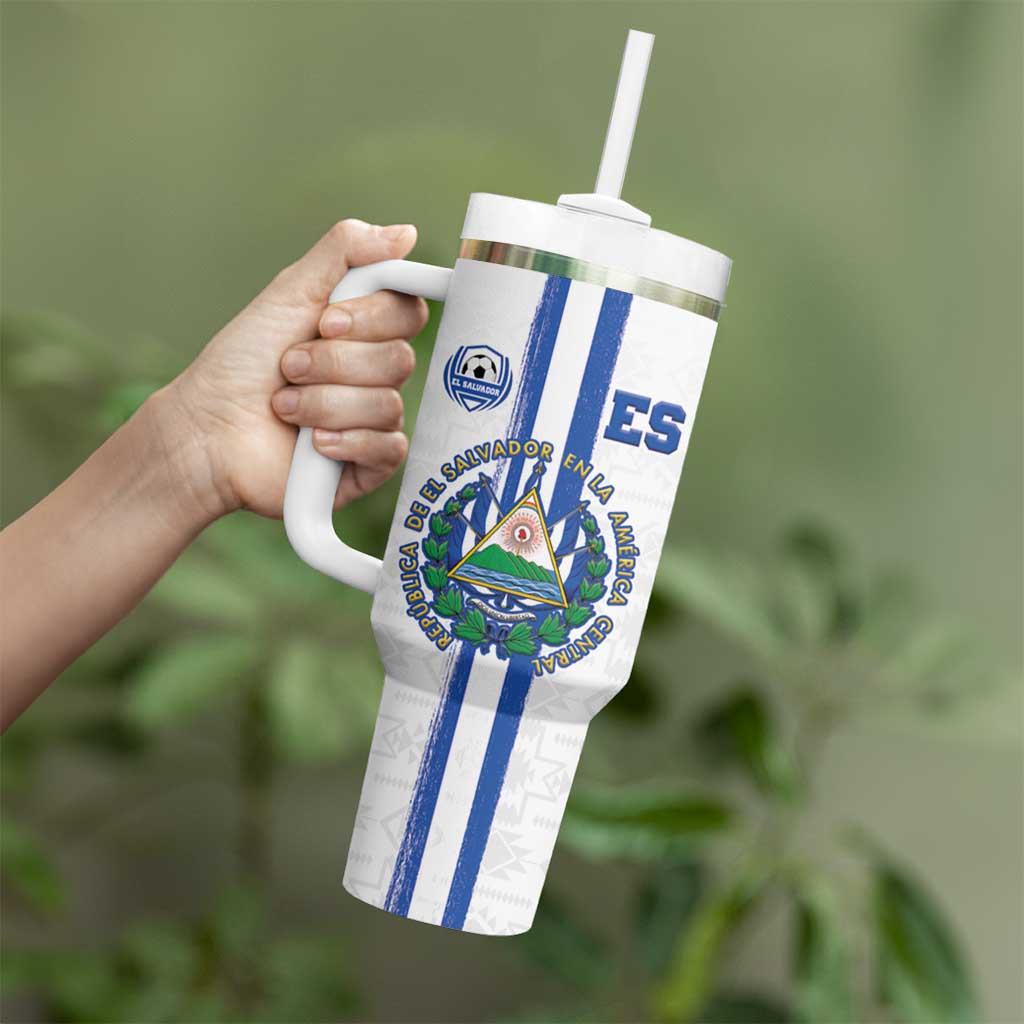 Custom El Salvador Football Tumbler With Handle La Selecta Sporty Style - Wonder Print Shop