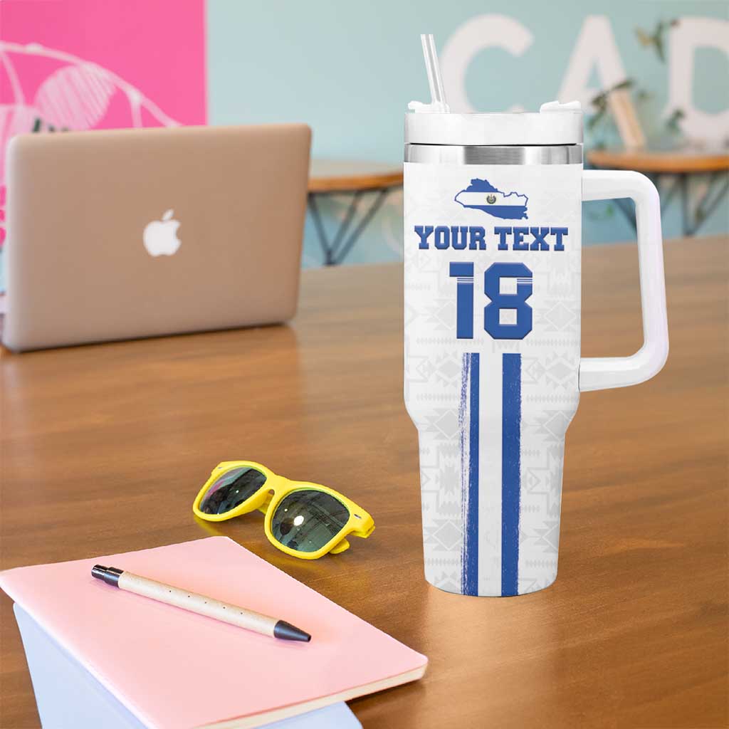 Custom El Salvador Football Tumbler With Handle La Selecta Sporty Style - Wonder Print Shop
