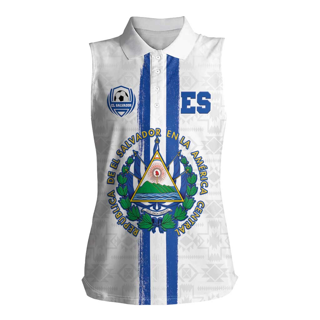 Custom El Salvador Football Women Sleeveless Polo Shirt La Selecta Sporty Style - Wonder Print Shop