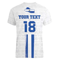 Custom El Salvador Football Women V-Neck T-Shirt La Selecta Sporty Style - Wonder Print Shop