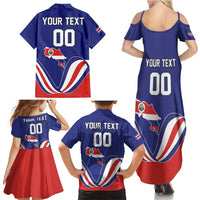 Custom Costa Rica Independence Day Family Matching Summer Maxi Dress and Hawaiian Shirt Turdus Grayi Bird With Coat Of Arms - Wonder Print Shop