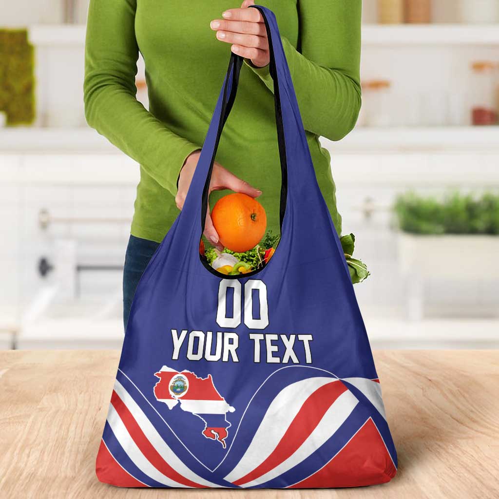 Custom Costa Rica Independence Day Grocery Bag Turdus Grayi Bird With Coat Of Arms