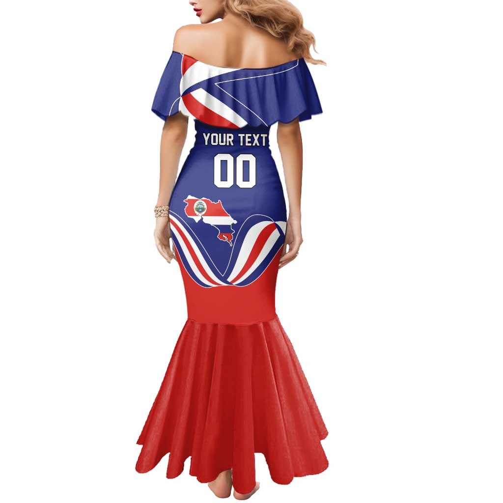 Custom Costa Rica Independence Day Mermaid Dress Turdus Grayi Bird With Coat Of Arms - Wonder Print Shop
