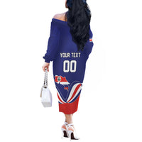 Custom Costa Rica Independence Day Off The Shoulder Long Sleeve Dress Turdus Grayi Bird With Coat Of Arms - Wonder Print Shop