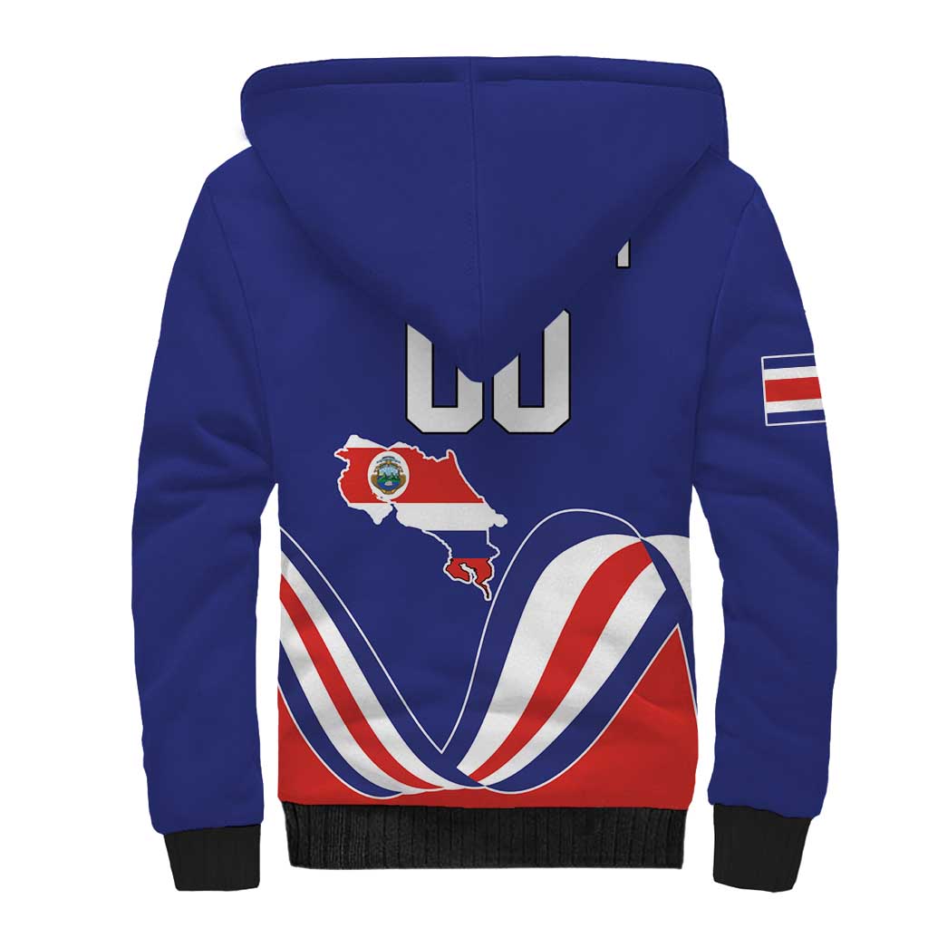 Custom Costa Rica Independence Day Sherpa Hoodie Turdus Grayi Bird With Coat Of Arms - Wonder Print Shop