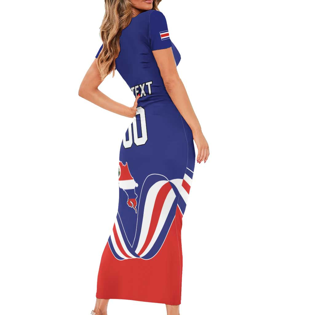 Custom Costa Rica Independence Day Short Sleeve Bodycon Dress Turdus Grayi Bird With Coat Of Arms - Wonder Print Shop