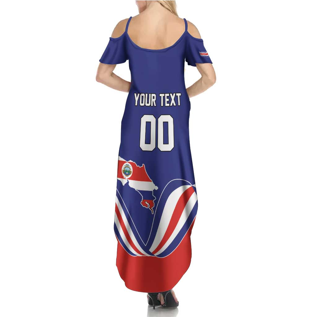 Custom Costa Rica Independence Day Summer Maxi Dress Turdus Grayi Bird With Coat Of Arms - Wonder Print Shop