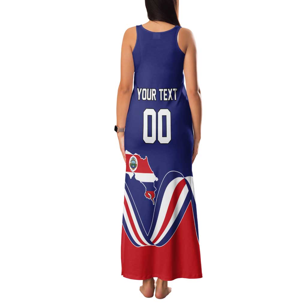 Custom Costa Rica Independence Day Tank Maxi Dress Turdus Grayi Bird With Coat Of Arms - Wonder Print Shop
