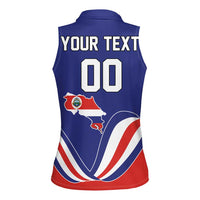 Custom Costa Rica Independence Day Women Sleeveless Polo Shirt Turdus Grayi Bird With Coat Of Arms - Wonder Print Shop